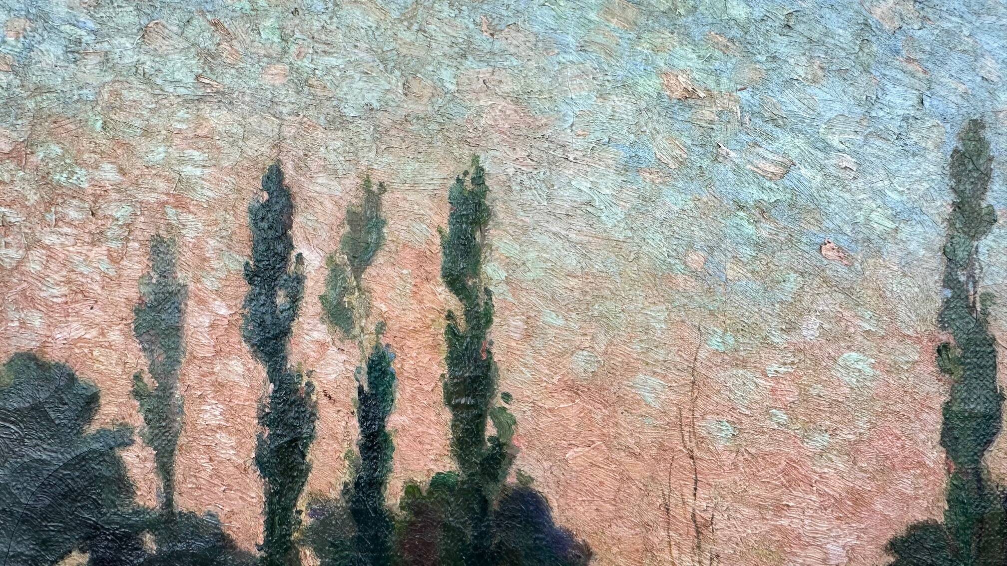 Large oil on canvas "Country Scene", signed L. Jouenne