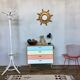 50s color formica shoe cabinet with compass feet