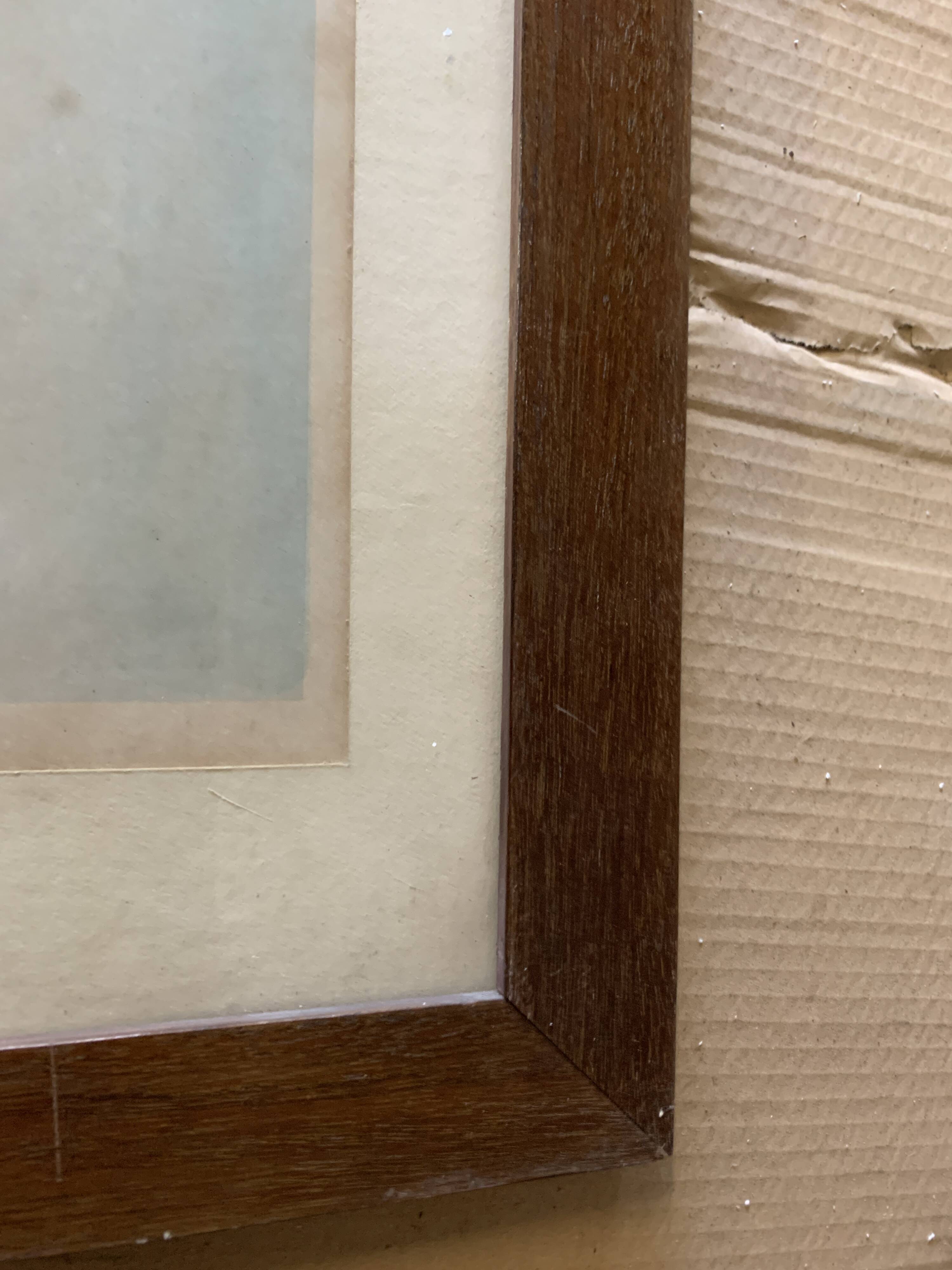 Framed English engraving "The hunt" 20th century