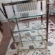 Glass and brass shelf on wheels