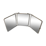 Barber's triptych mirror, beveled ice, vintage 1950