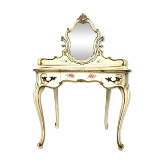 Superbe Coiffeuse Vénitienne à Décor Floral – Miroir Inclinable – Époque XX