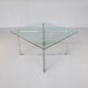 80s Chrome cross framed dining table glass table top
