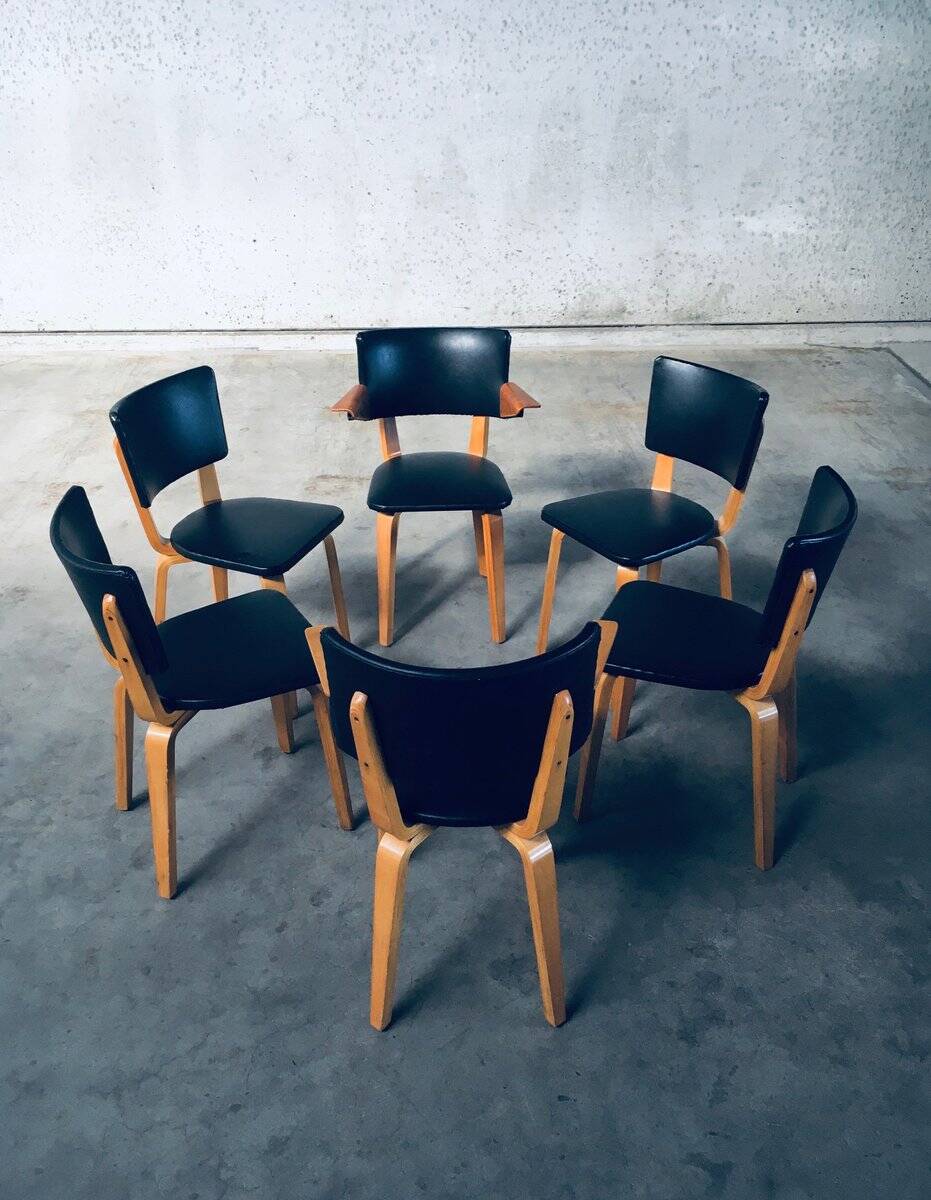 MCM Dutch Design Dining Chairs attributed to Cor Alons for Gouda Den Boer, 1950s, Set of 6