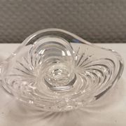 A set of beautiful rock crystal glass candle holders from Swedish Orrefors. Estimated 1970s.