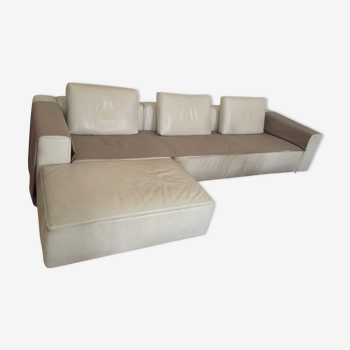 Canapé d’angle en cuir blanc Rivolta