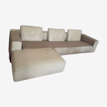 Rivolta white leather corner sofa