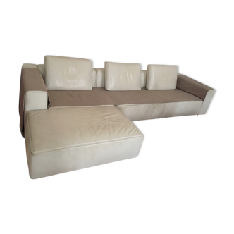 Rivolta white leather corner sofa