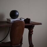 Brutalist table in antique Spanish solid oak and wrought iron, 19th century.