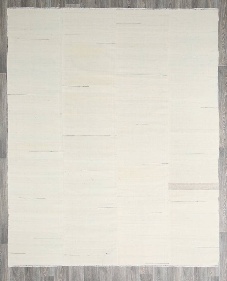 8x10 Cream & Beige Handmade Wool Vintage Rug, 248x301Cm