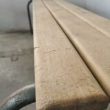 Pair of vintage metal and wood school benches