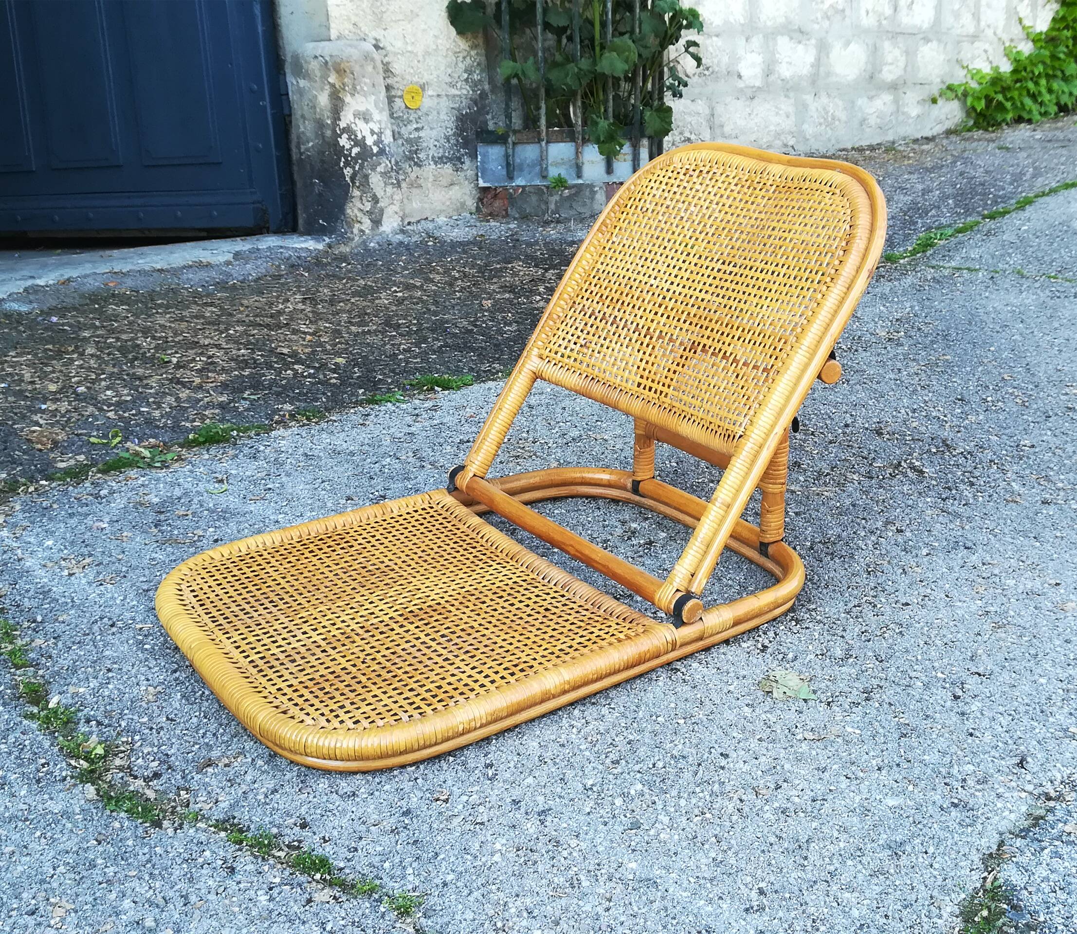 Folding rattan beach chair, USA, 1960s