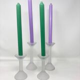 Lot de 4 bougeoirs en verre sable