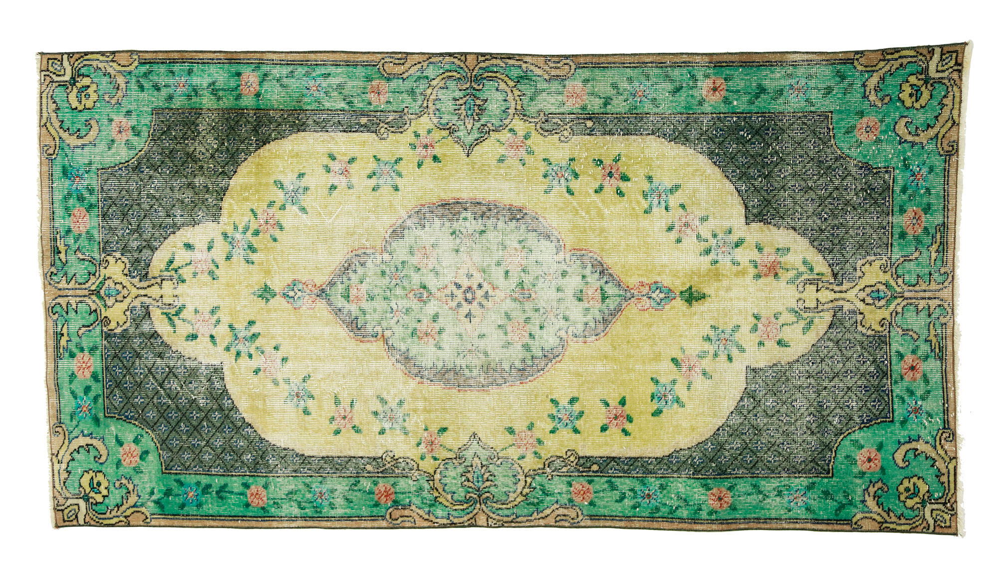 Anatolian handmade vintage rug 212 cm x 112 cm