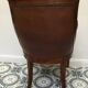 Blond mahogany desk trim brown leather 20th