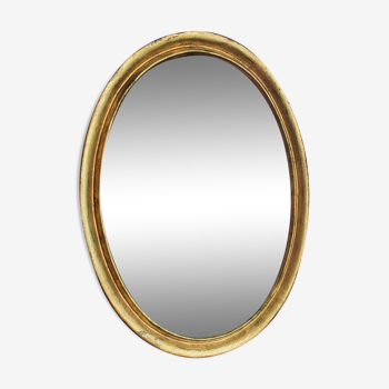 Miroir ovale en bois doré 67X52