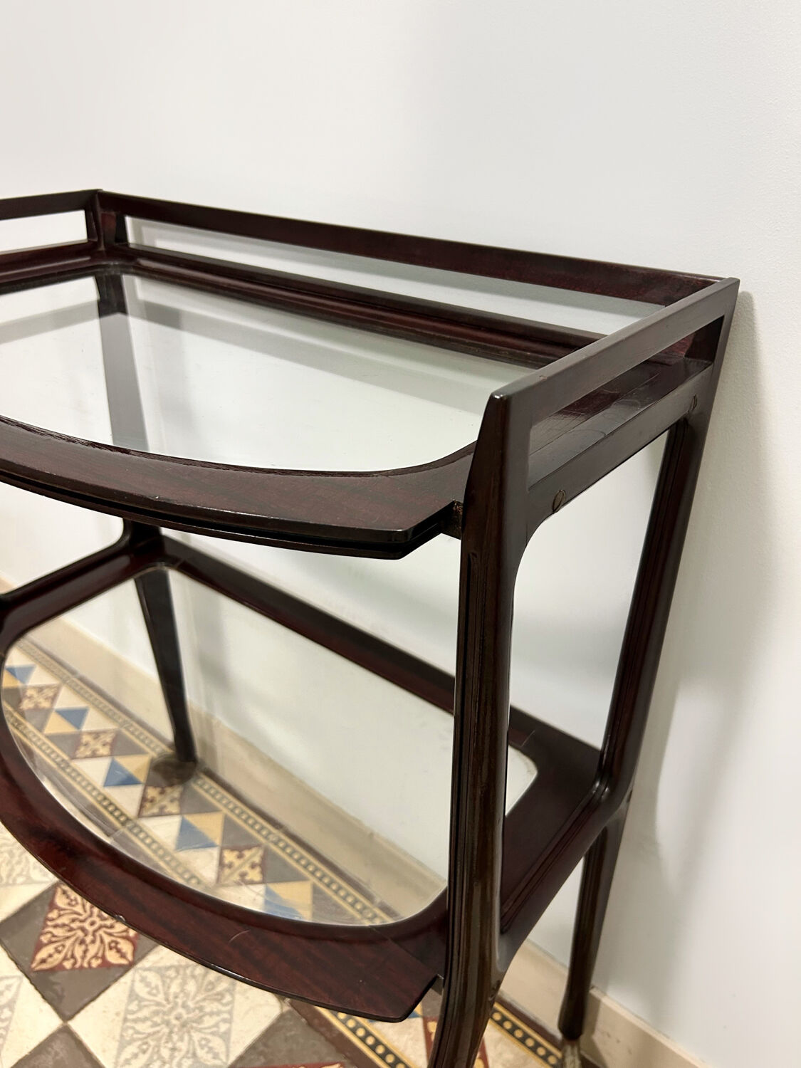 Mahogany and glass server from the 1950s