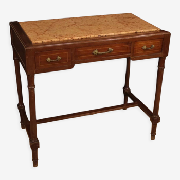 Italian inlaid table with marble top from 20th century