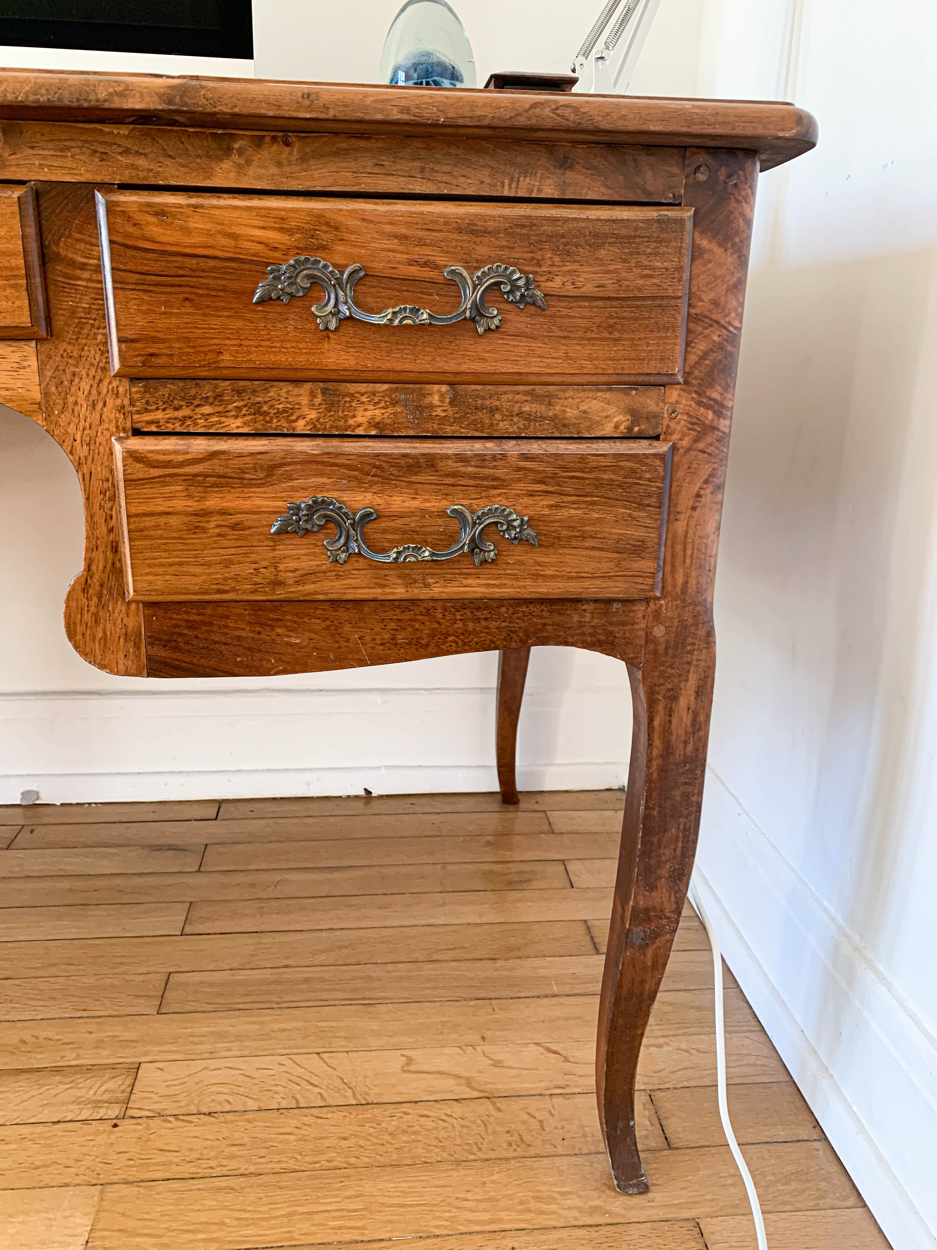 Old flat wooden desk