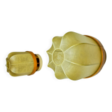 Pair of "cocoon" wall lights, resin and pine, Italy, 1970