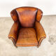 Vintage sheep leather wingback armchair zuna