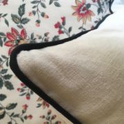 Cushion in old linen canvas 19th old black piping