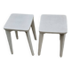 2 tabourets bois peint blanc avec pieds compas
