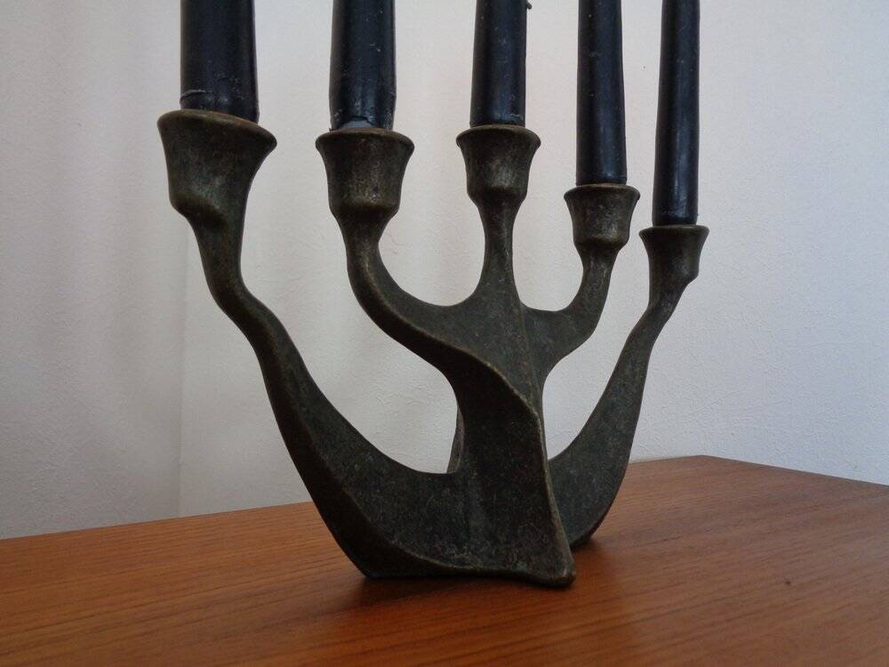 Brutalist Bronze Candleholder by Michael Harjes, 1960s
