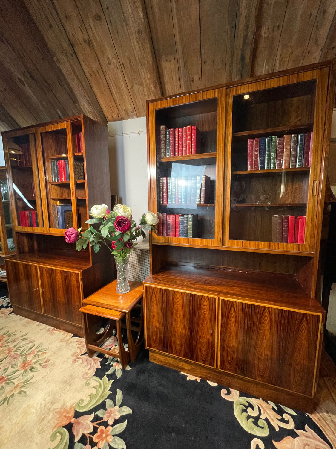 Mid century retro vintage wall unit bookcase danish design by poul hundevad rosewood 1950-1960