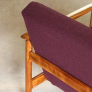 Oryginał wood armchair design by E. Homa 142 aubergine wool vintage chair modern