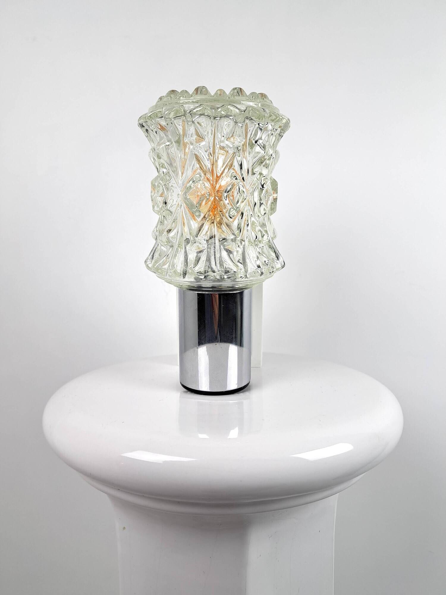 Pair of vintage 70s glass wall lamps by Targetti Sankey