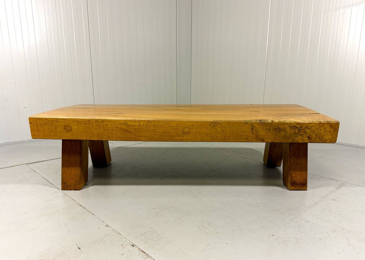 Brutalist sturdy hardwood coffee table 1960’s