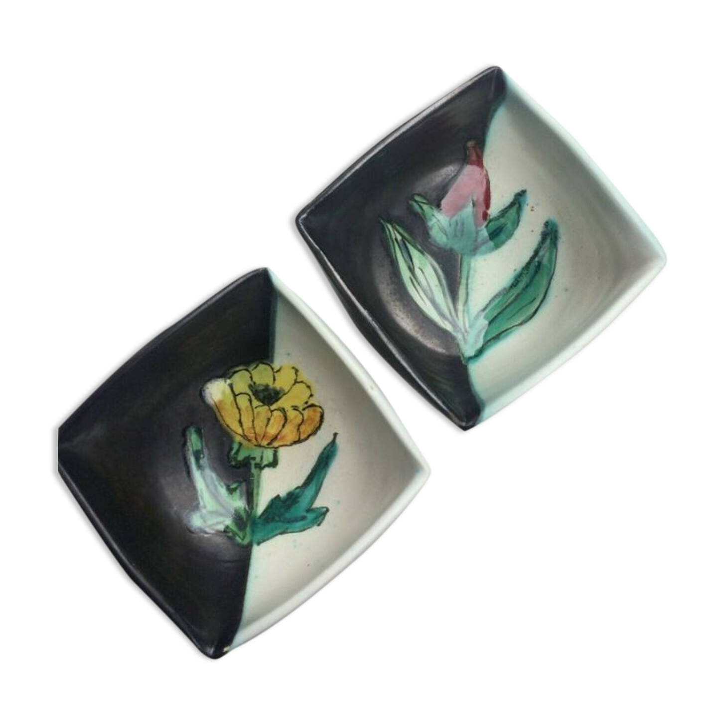 Cups in enamelled earthenware of Vallauris signed Blaise Rubino