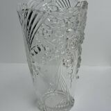 Glass vase with stylized flower pattern