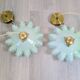 Pair of green opaline glass pendant lights – frosted poetry & Art Deco brilliance