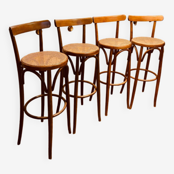 Bentwood and cane bar stools