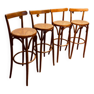 Bentwood and cane bar stools