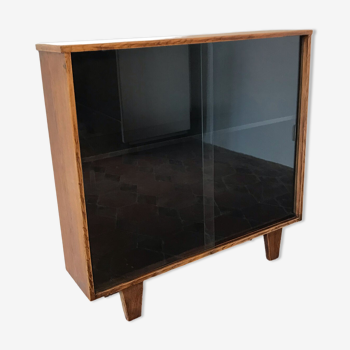 Vitrine bar vintage 1950 en chêne