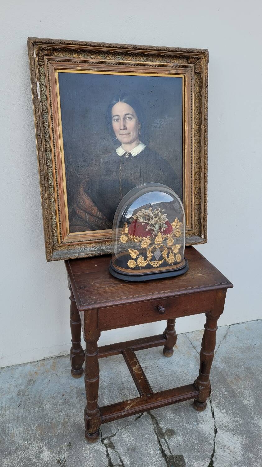 Oil on Canvas Portrait Painting of a Woman Framed 19th Century Signed