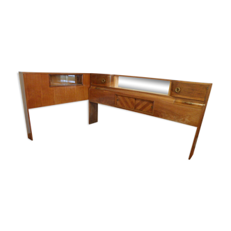 Cozy walnut bramble headboard for bed 140 x 190, from 1950