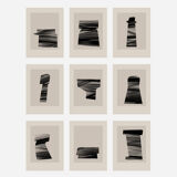 Framed set of 9 abstract giclee prints, A4