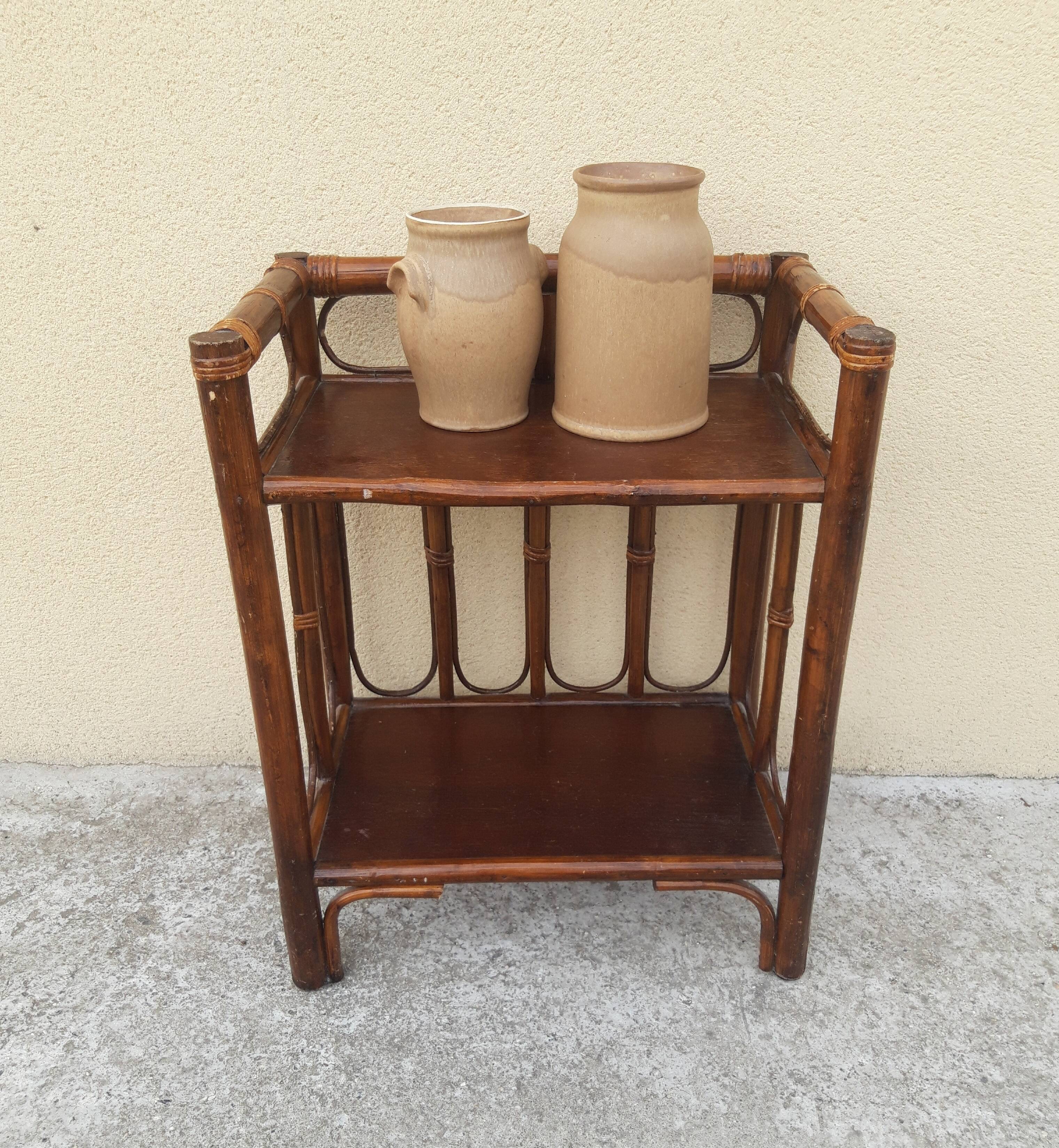 Vintage rattan bedside table