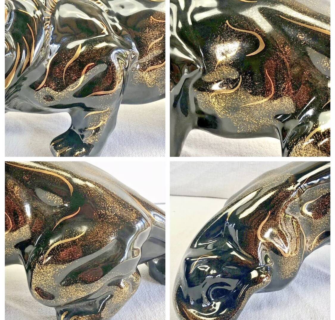 Art Deco lion statue 1930 cracked Saint Clément