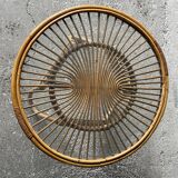 Round coffee table in rattan and glass tray