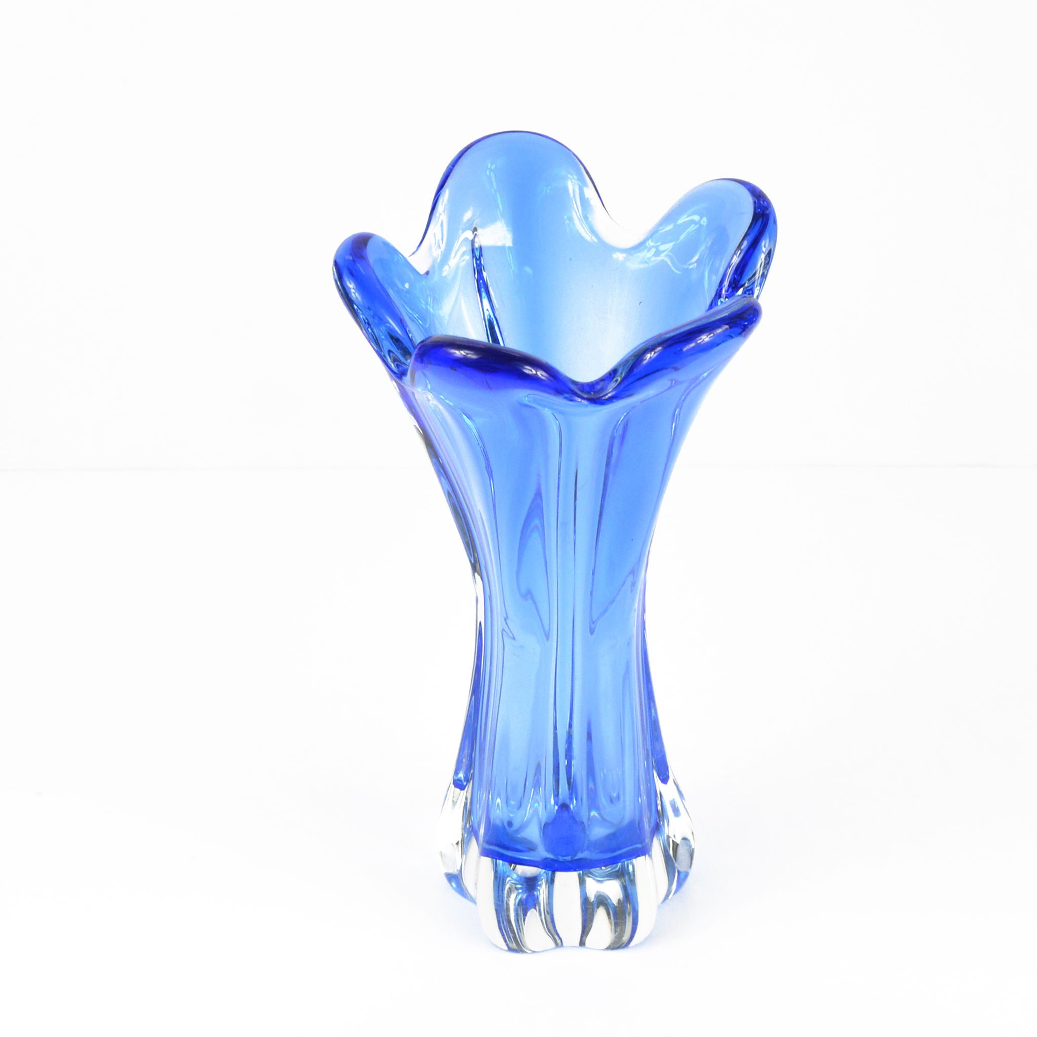1960s cobalt vase, designed by J. Hospodka, Chribska Sklarna, Czechoslovakia