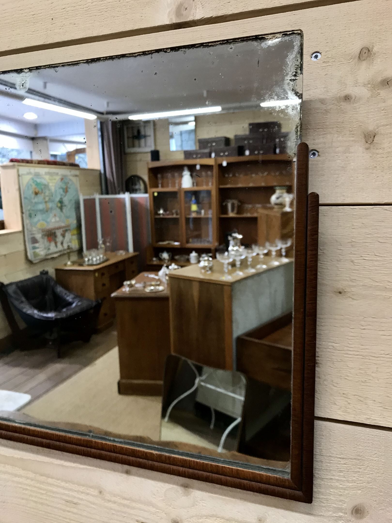 Art Deco mirror in teak from the 1930s