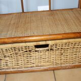 Shelves library 4 levels rattan and wicker vintage
