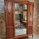 Antique Art Nouveau wardrobe with mirror – Early 20th century