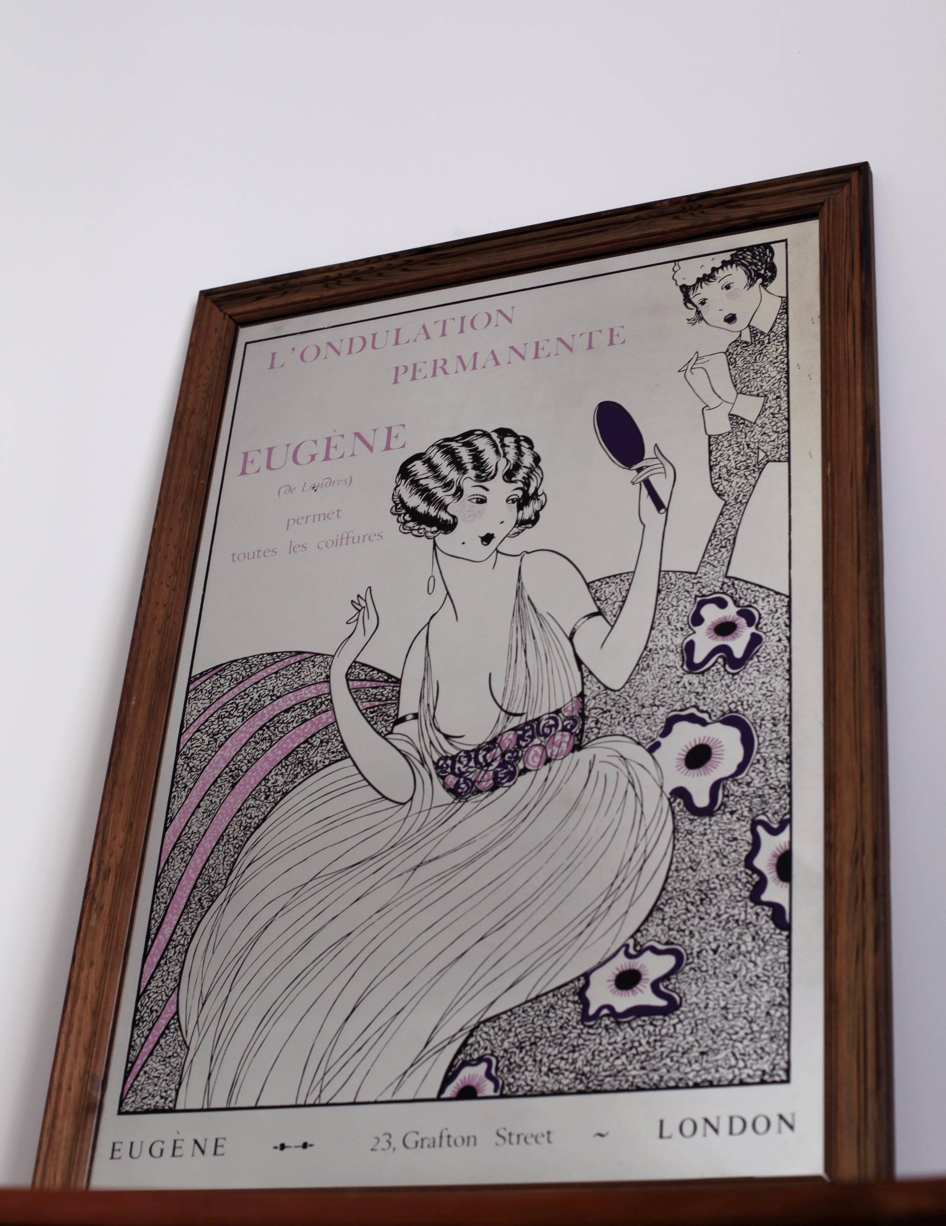 Coiffure screen-printed mirror 88.5cm x 63.5cm