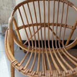 Vintage 70s children's rattan armchair